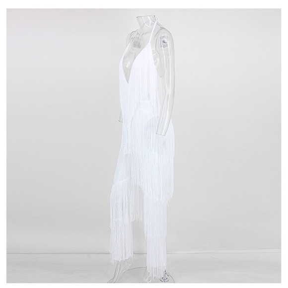 🎉Host Pick🎉 NEW! White Fringe Jumpsuit (Tassel) - Picture 4 of 8